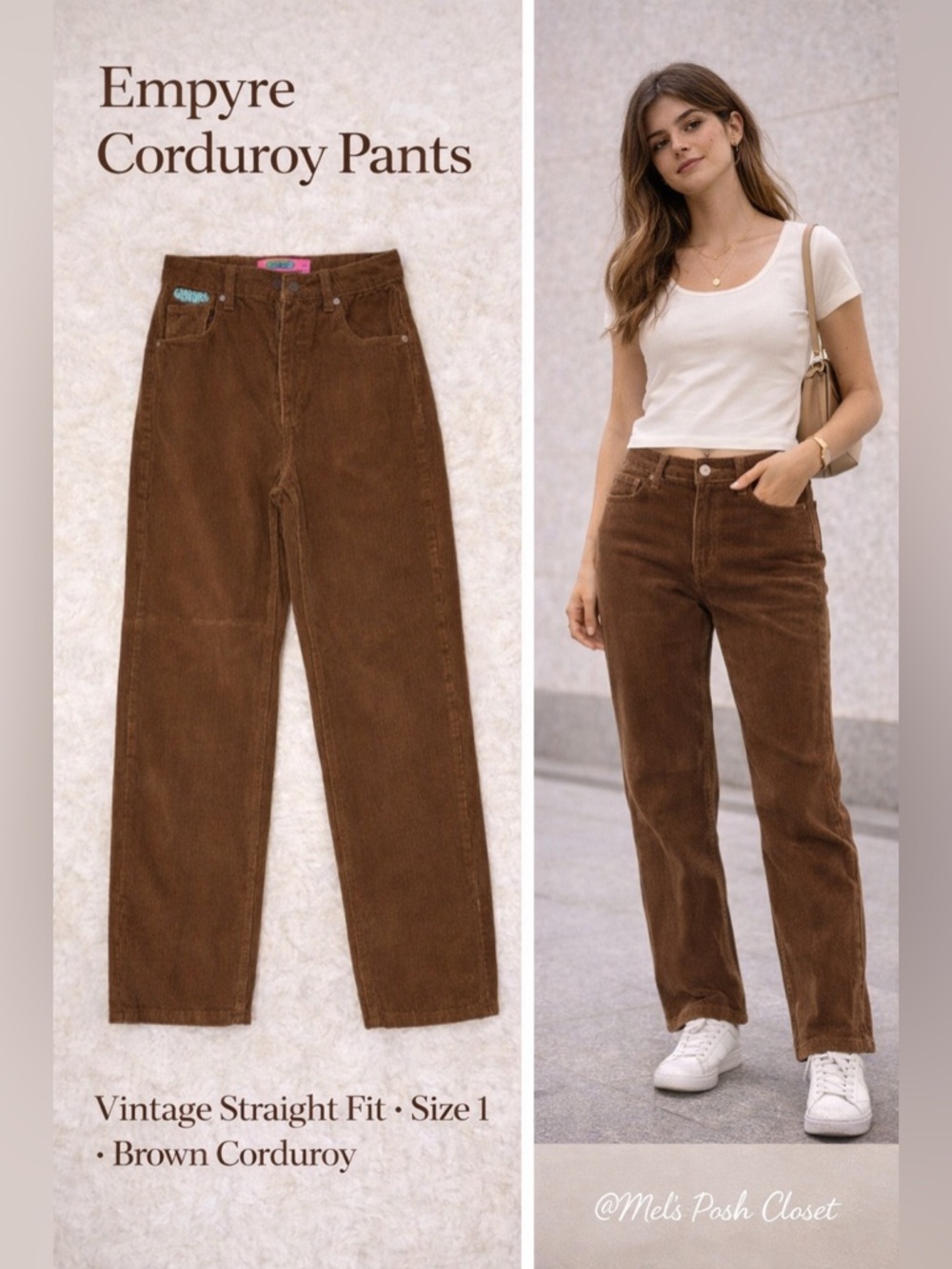 🚨Empyre Brown Corduroy Pants | Vintage Straight Fit | Size 1